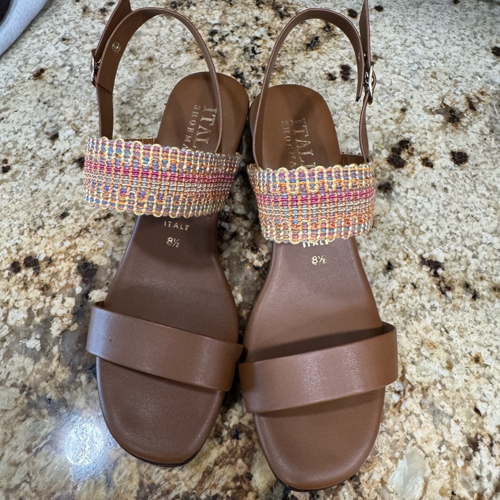 Italian Shoemakers Brown and Pink Sandals Bohemian Style